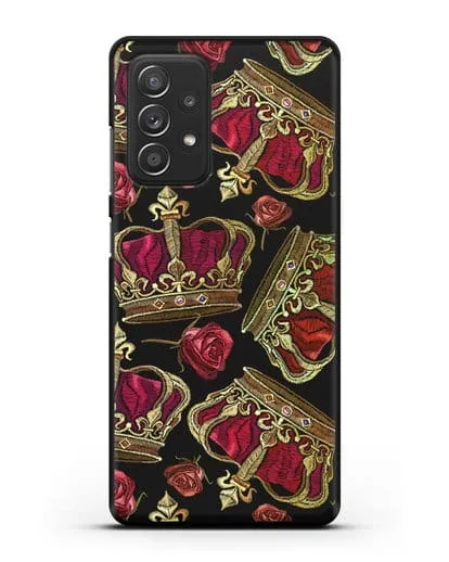 Чехол Золотые короны и красные розы силиконовый для Samsung Galaxy A52 4G [SM-A525F]