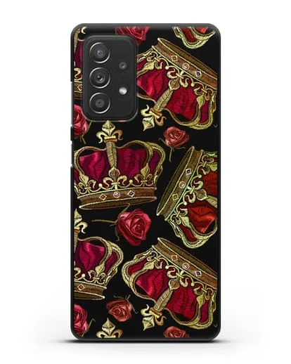 Чехол Золотые короны и красные розы силиконовый для Samsung Galaxy A52s [SM-A528B]