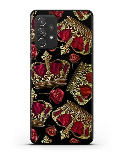 Чехол Золотые короны и красные розы силиконовый для Samsung Galaxy A72 [SM-A725F]
