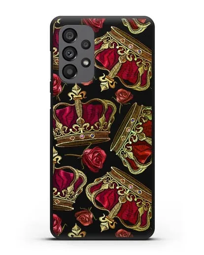 Чехол Золотые короны и красные розы силиконовый для Samsung Galaxy A73 5G [SM-A736B]