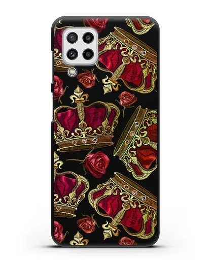 Чехол Золотые короны и красные розы силиконовый для Samsung Galaxy M32 [SM-M325F]