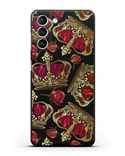 Чехол Золотые короны и красные розы силиконовый для Samsung Galaxy S21 [SM-G991B]