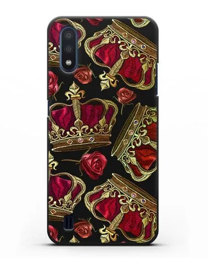 Чехол Золотые короны и красные розы силиконовый для Samsung Galaxy M01 [SM-M015F]