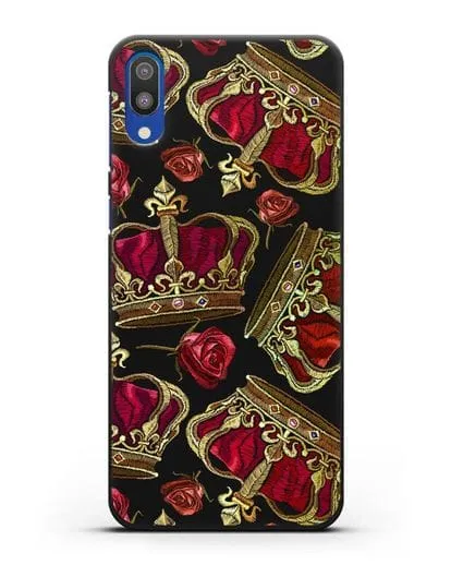 Чехол Золотые короны и красные розы силиконовый для Samsung Galaxy M10 [SM-M105F]