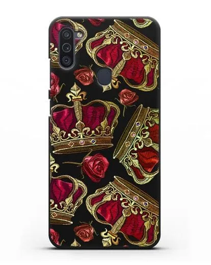 Чехол Золотые короны и красные розы силиконовый для Samsung Galaxy M11 [SM-M115F]