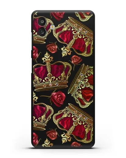 Чехол Золотые короны и красные розы силиконовый для Samsung Galaxy M13 [SM-M135]