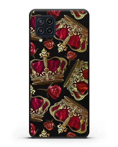 Чехол Золотые короны и красные розы силиконовый для Samsung Galaxy M22 [M225F]