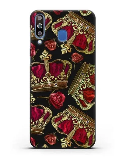 Чехол Золотые короны и красные розы силиконовый для Samsung Galaxy M30 [SM-M305F]