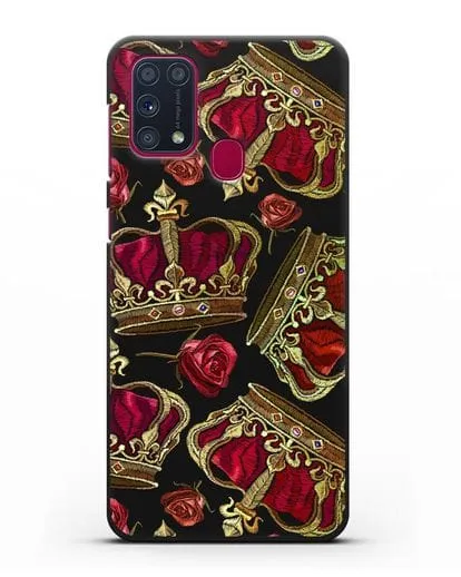 Чехол Золотые короны и красные розы силиконовый для Samsung Galaxy M31 [SM-M315F]