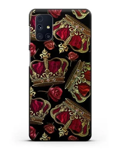 Чехол Золотые короны и красные розы силиконовый для Samsung Galaxy M31s [SM-M317F]