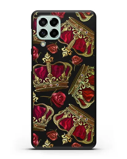 Чехол Золотые короны и красные розы силиконовый для Samsung Galaxy M33 [SM-M336]