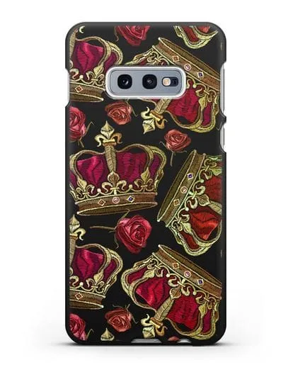 Чехол Золотые короны и красные розы силиконовый для Samsung Galaxy S10e [SM-G970F]