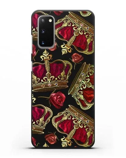 Чехол Золотые короны и красные розы силиконовый для Samsung Galaxy S20 [SM-G980F]