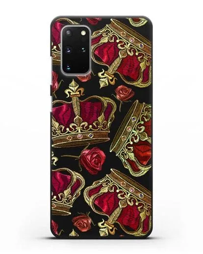 Чехол Золотые короны и красные розы силиконовый для Samsung Galaxy S20 Plus [SM-G985F]