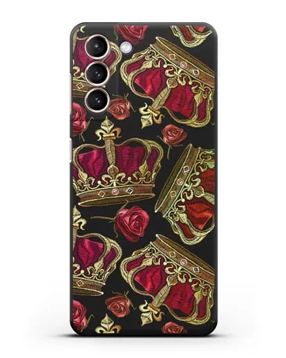 Чехол Золотые короны и красные розы силиконовый для Samsung Galaxy S21 FE [G990B]