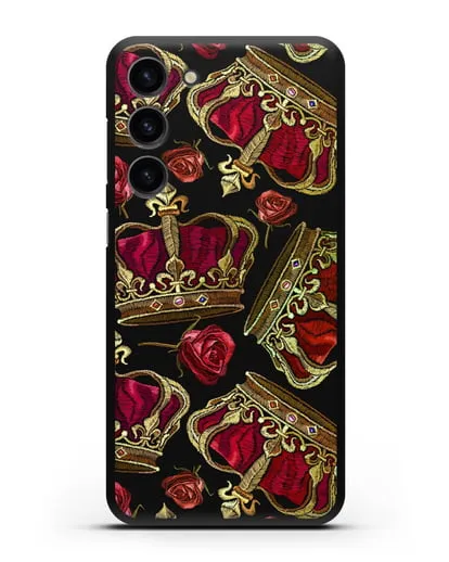 Чехол Золотые короны и красные розы силиконовый для Samsung Galaxy S23 Plus [SM-S916]