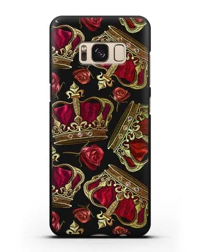 Чехол Золотые короны и красные розы силиконовый для Samsung Galaxy S8 Plus [SM-G955F]