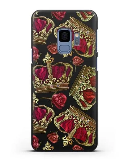 Чехол Золотые короны и красные розы силиконовый для Samsung Galaxy S9 [SM-G960F]