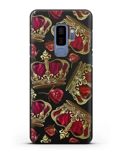 Чехол Золотые короны и красные розы силиконовый для Samsung Galaxy S9 Plus [SM-G965F]