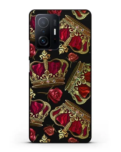 Чехол Золотые короны и красные розы силиконовый для Xiaomi 11T
