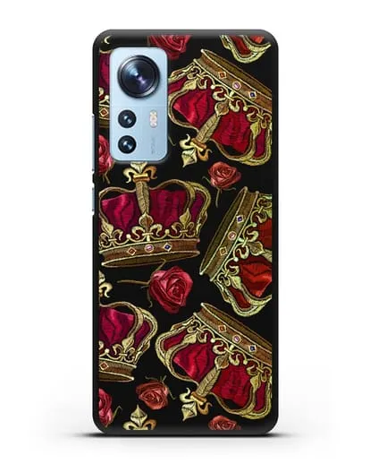 Чехол Золотые короны и красные розы силиконовый для Xiaomi 12 Lite