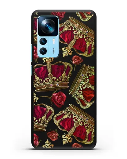 Чехол Золотые короны и красные розы силиконовый для Xiaomi 12T