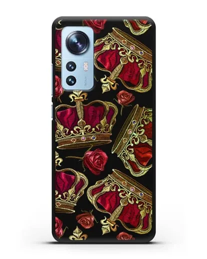 Чехол Золотые короны и красные розы силиконовый для Xiaomi 12X