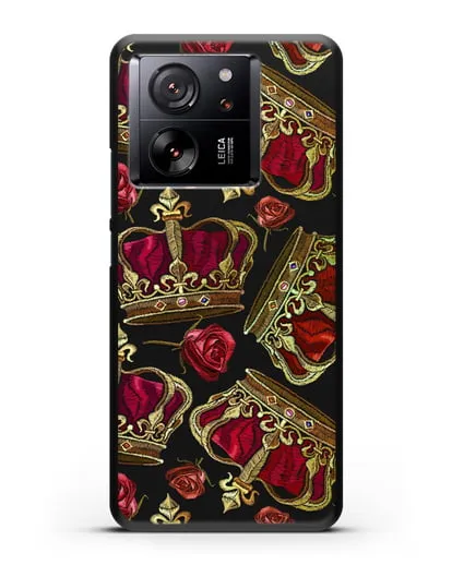 Чехол Золотые короны и красные розы силиконовый для Xiaomi 13T Pro