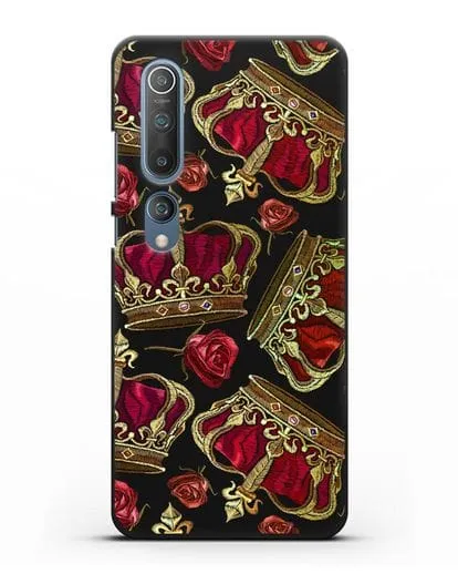 Чехол Золотые короны и красные розы силиконовый для Xiaomi Mi 10 Pro