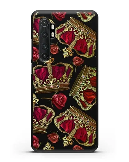 Чехол Золотые короны и красные розы силиконовый для Xiaomi Mi 10 Lite