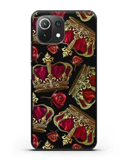 Чехол Золотые короны и красные розы силиконовый для Xiaomi Mi 11 Lite