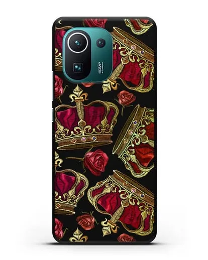 Чехол Золотые короны и красные розы силиконовый для Xiaomi Mi 11 Pro