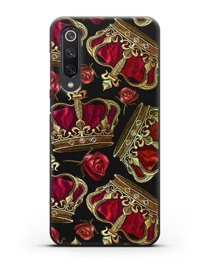 Чехол Золотые короны и красные розы силиконовый для Xiaomi Mi 9 SE