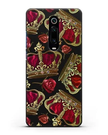 Чехол Золотые короны и красные розы силиконовый для Xiaomi Mi 9T