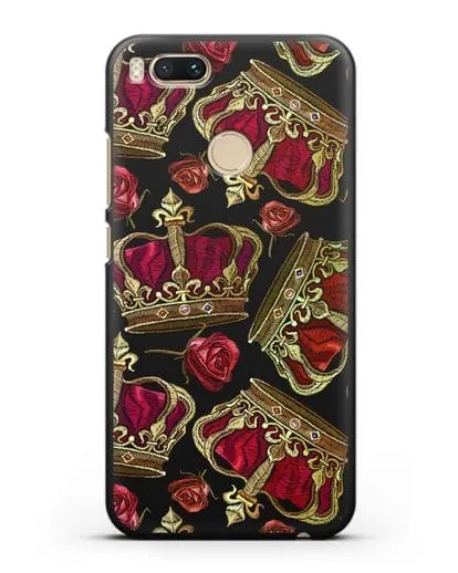 Чехол Золотые короны и красные розы силиконовый для Xiaomi Mi A1