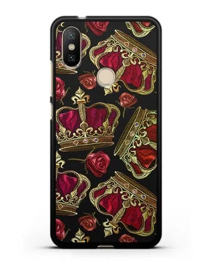 Чехол Золотые короны и красные розы силиконовый для Xiaomi Mi A2