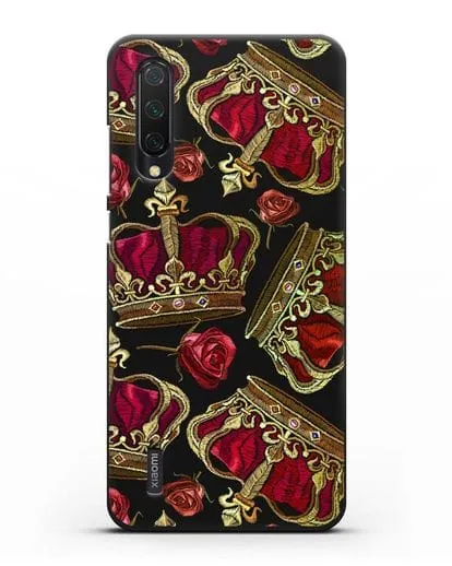 Чехол Золотые короны и красные розы силиконовый для Xiaomi Mi A3 Lite