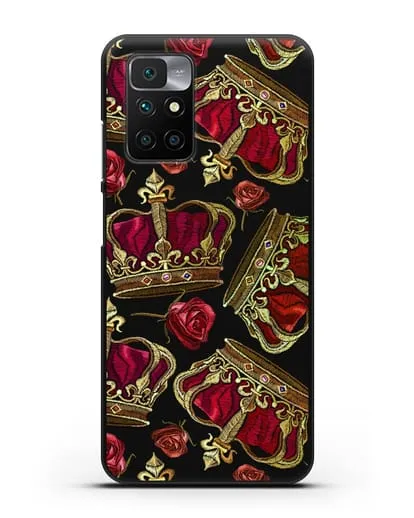 Чехол Золотые короны и красные розы силиконовый для Xiaomi Redmi 10