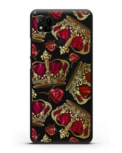 Чехол Золотые короны и красные розы силиконовый для Xiaomi Redmi 10A