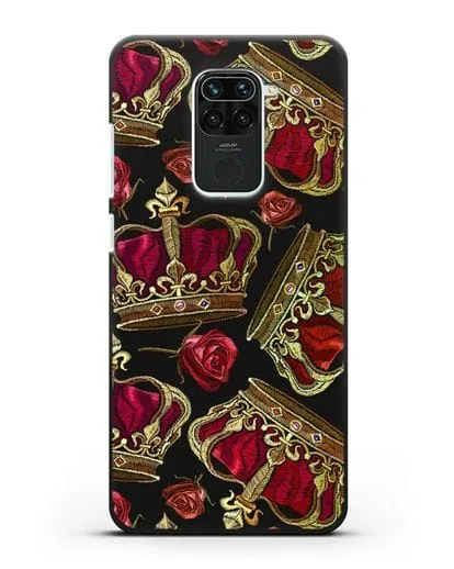 Чехол Золотые короны и красные розы силиконовый для Xiaomi Redmi 10X