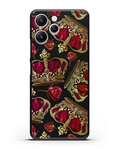 Чехол Золотые короны и красные розы силиконовый для Xiaomi Redmi 12