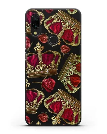 Чехол Золотые короны и красные розы силиконовый для Xiaomi Redmi 7