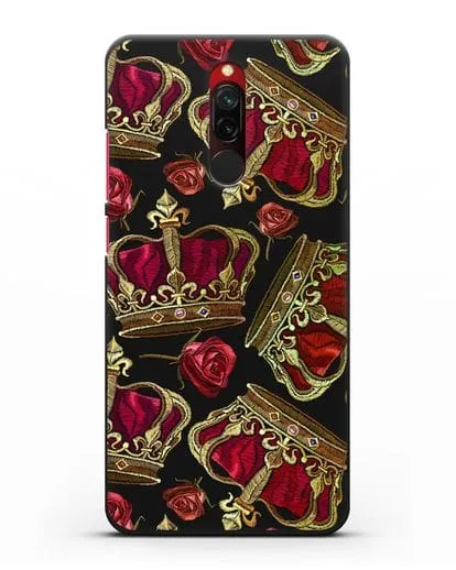 Чехол Золотые короны и красные розы силиконовый для Xiaomi Redmi 8