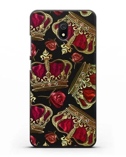 Чехол Золотые короны и красные розы силиконовый для Xiaomi Redmi 8A