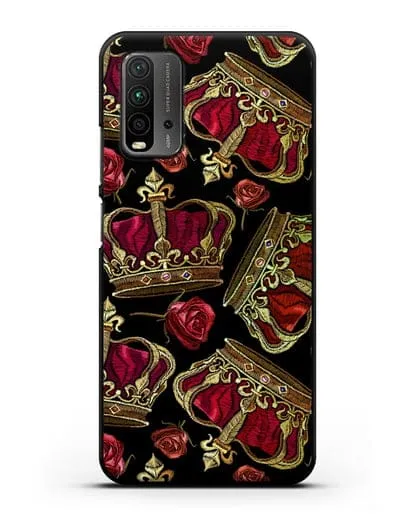 Чехол Золотые короны и красные розы силиконовый для Xiaomi Redmi 9 Power