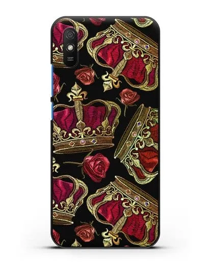 Чехол Золотые короны и красные розы силиконовый для Xiaomi Redmi 9A