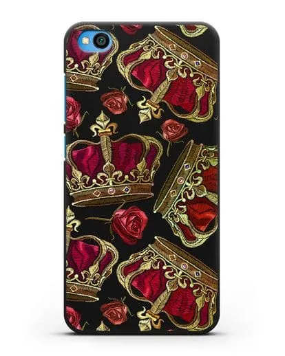 Чехол Золотые короны и красные розы силиконовый для Xiaomi Redmi Go
