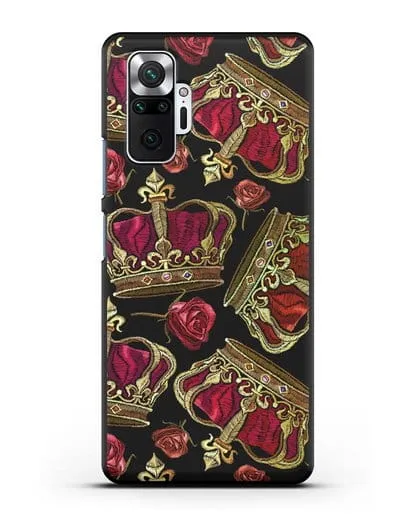 Чехол Золотые короны и красные розы силиконовый для Xiaomi Redmi Note 10 Pro