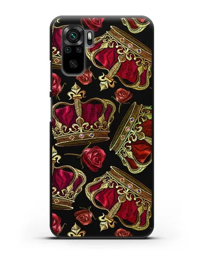 Чехол Золотые короны и красные розы силиконовый для Xiaomi Redmi Note 10S