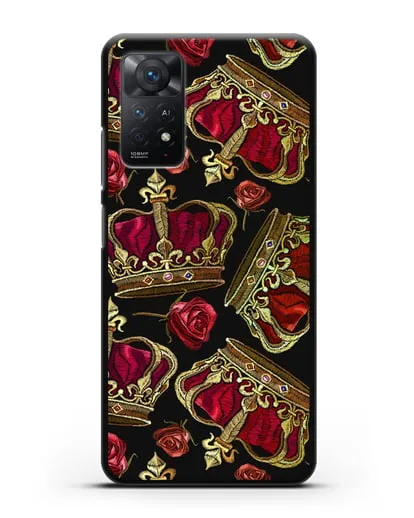Чехол Золотые короны и красные розы силиконовый для Xiaomi Redmi Note 11 Pro